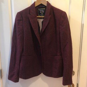 Boden Moon Tweed Red Black Herringbone US10R Jacket Blazer